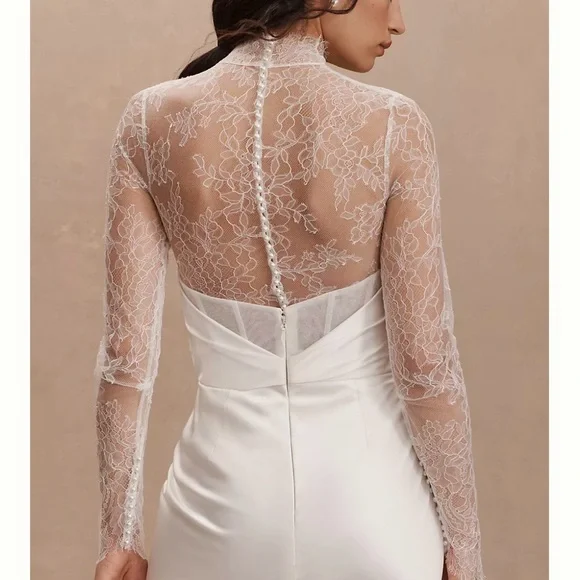 Watters Sheer Lace Top in Cream. Bridal - Picture 2 of 6